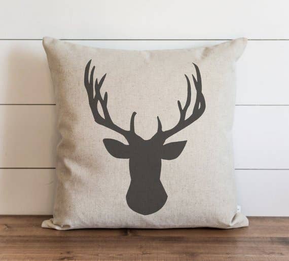 Deer Head Throw Pillow