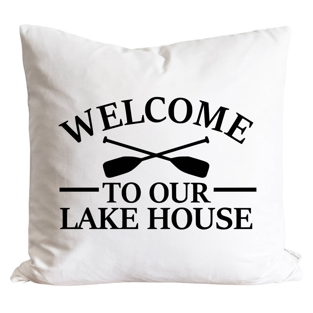 Welcome To Our Lake House Throw Pillow