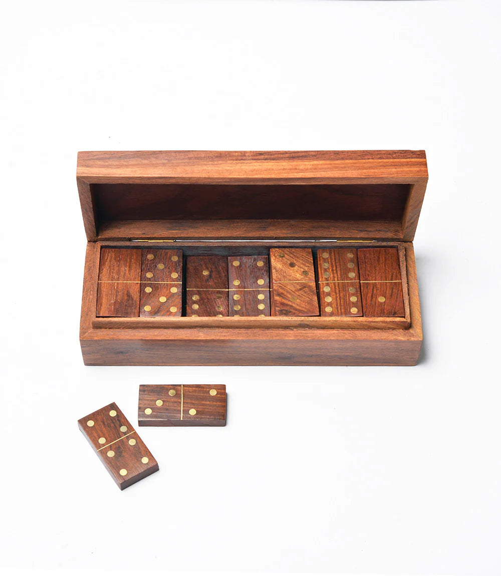 Hand Crafted Rosewood Dominos Game: Mini (India)