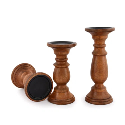 Hand Crafted Mango Wooden Candle Holders (India)