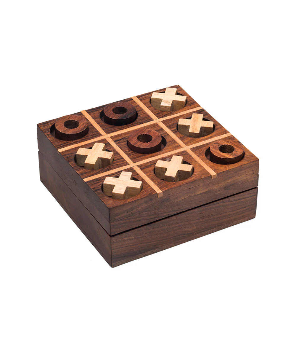 Hand Crafted Wood Tic Tac Toe Game: Mini (India)